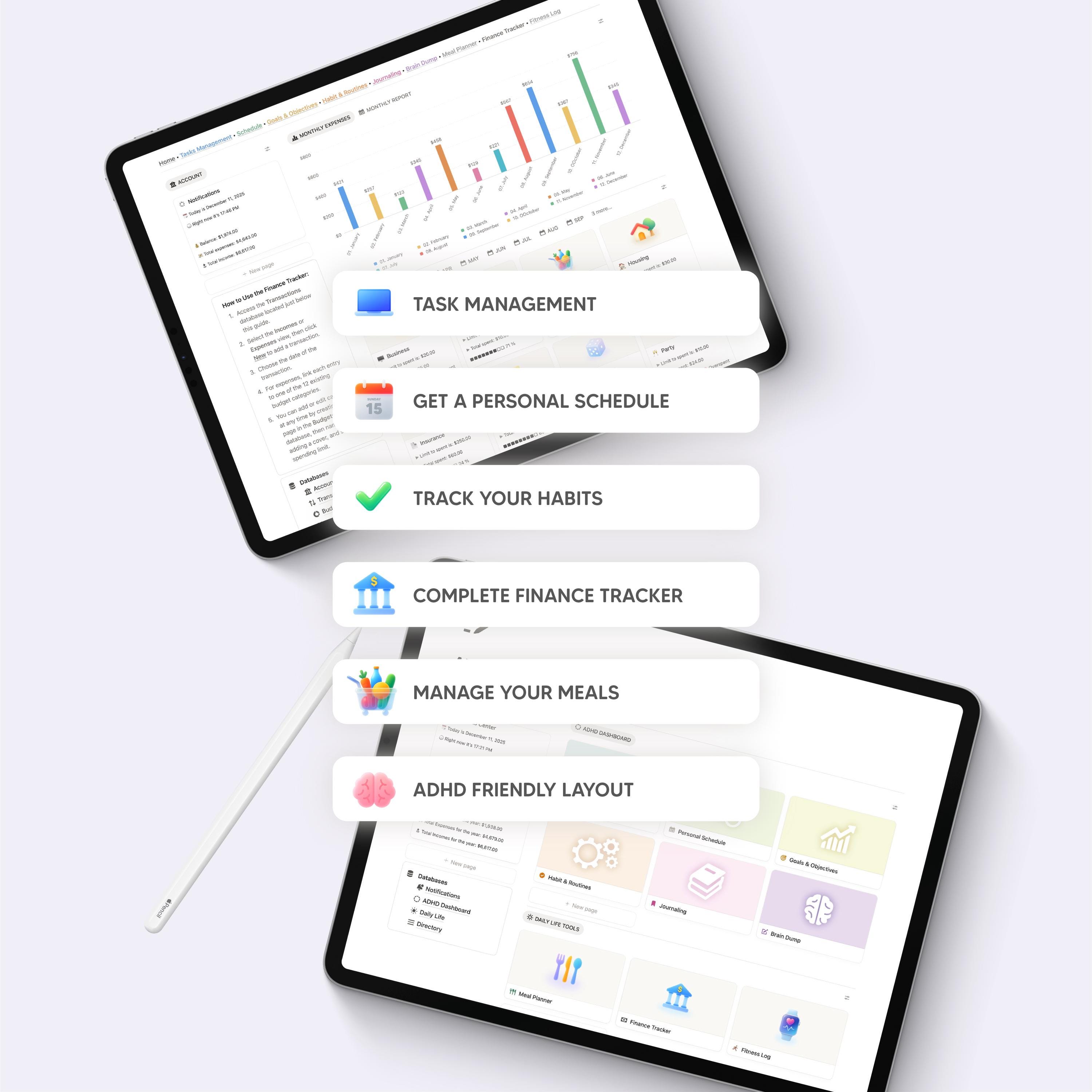 ADHD Life Planner Notion Template 2026 | All in One Productivity Tool ...