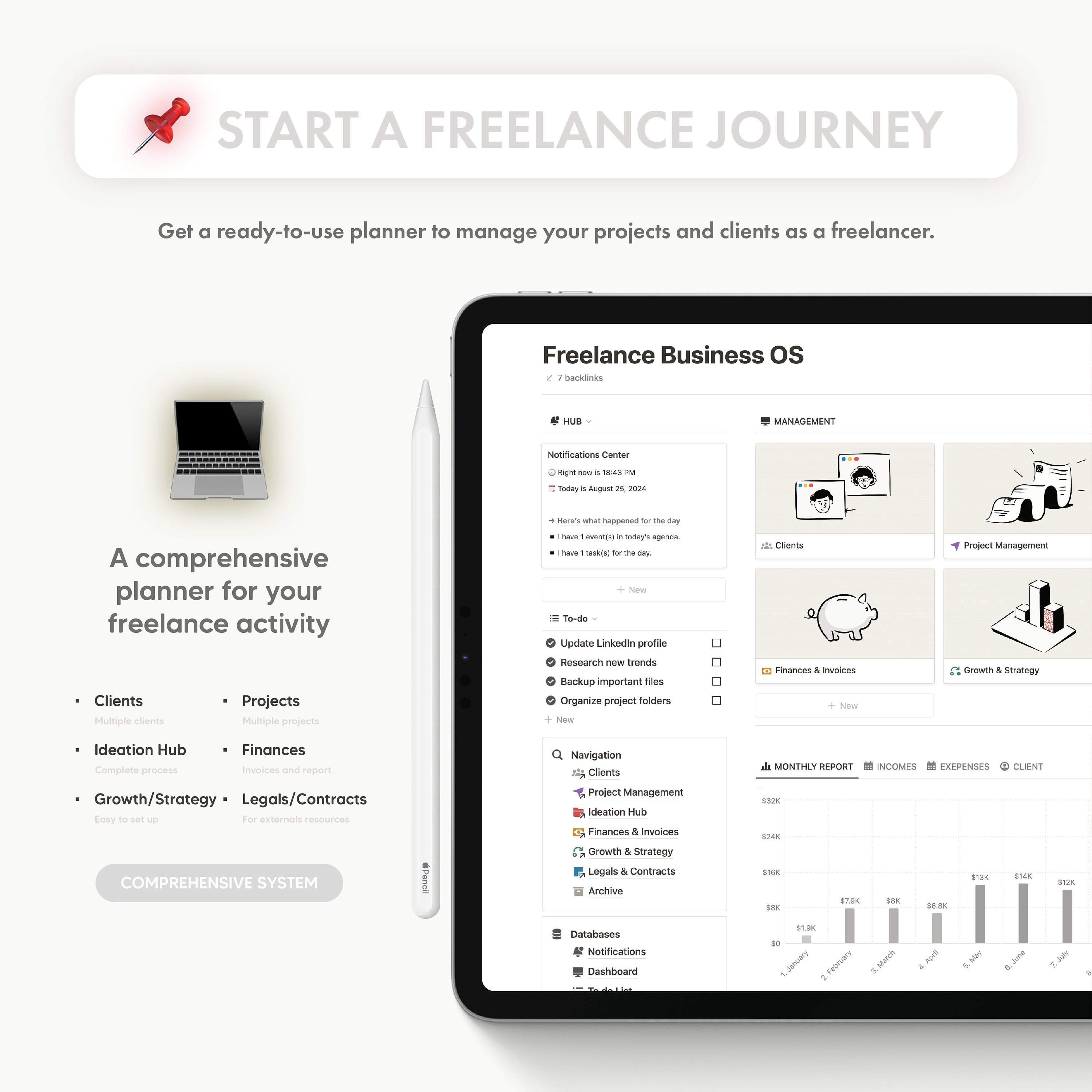 Freelance Business OS Notion Template, Planner for Freelancers, Client ...