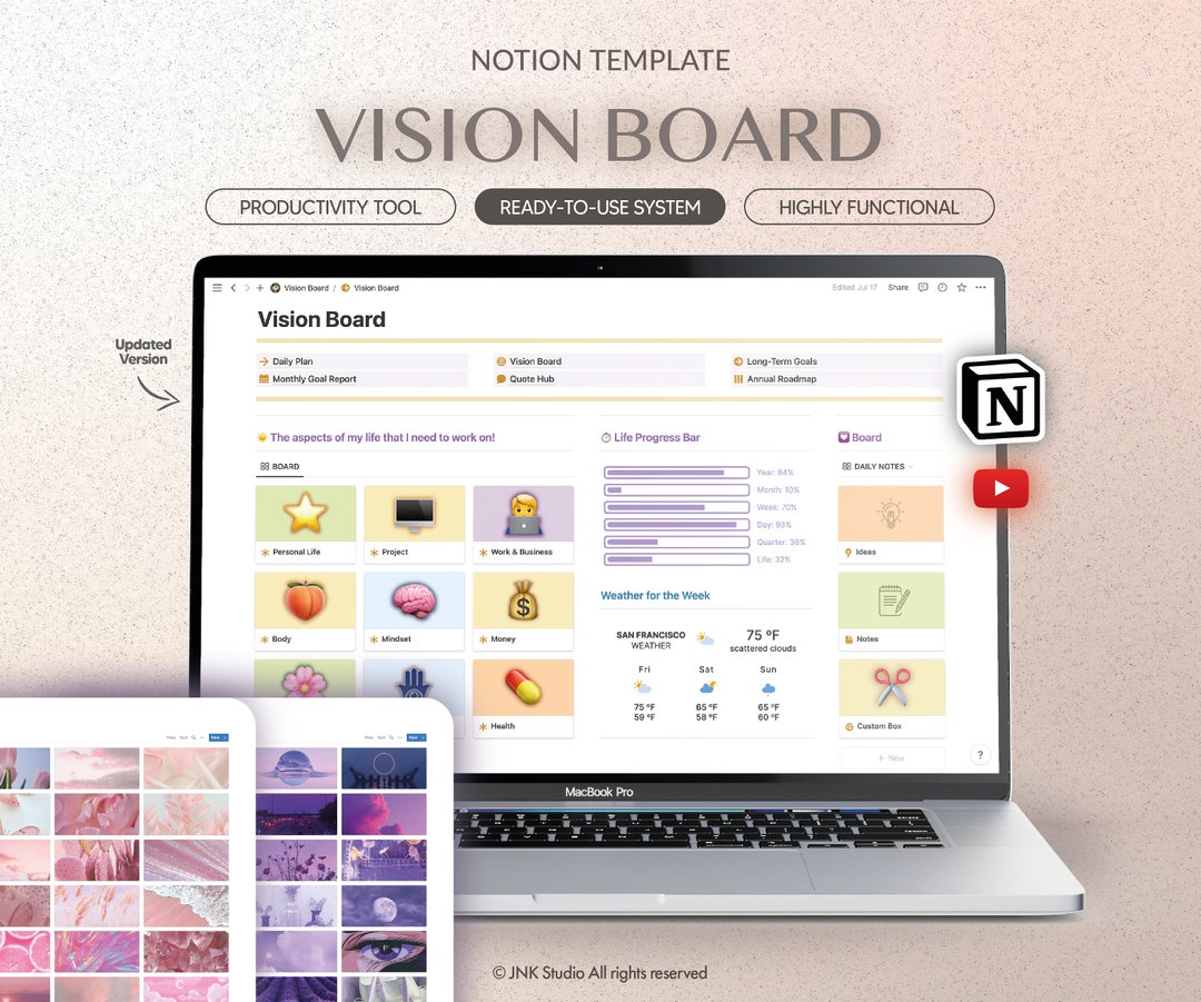 Vision Board Notion Template Digital Notion Template Long Term Goals Vision Board Notion Template Digital Notion Template Long Term Goals
