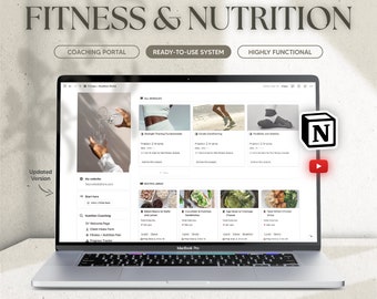Fitness and Nutrition Coaching Portal Notion Bundle, Ultimate Notion Planner for Coaches, Workout and Nutritional Plan, Health and Progress