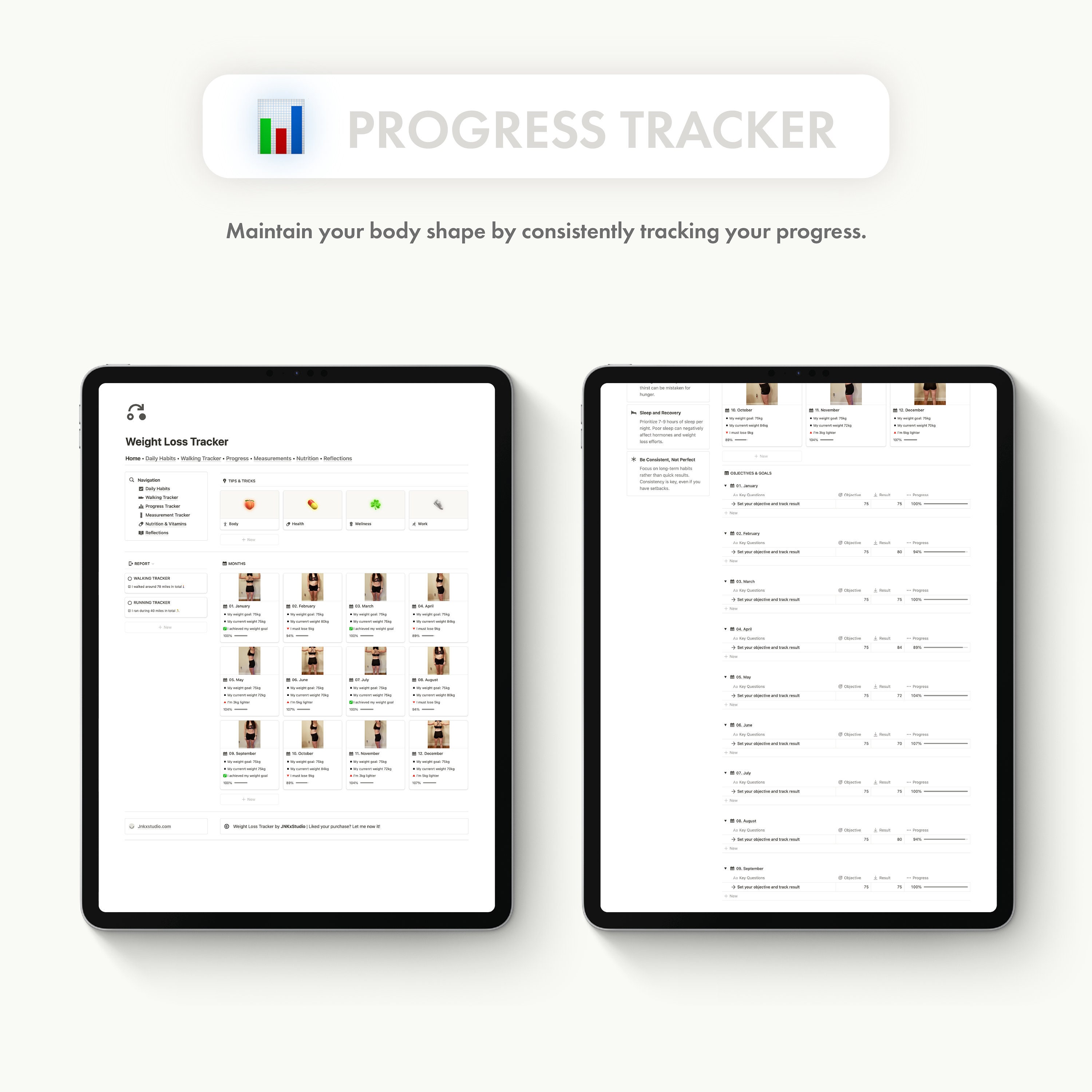 Weight Loss Tracker Notion Template, Weight Tracker, Personal Journal ...