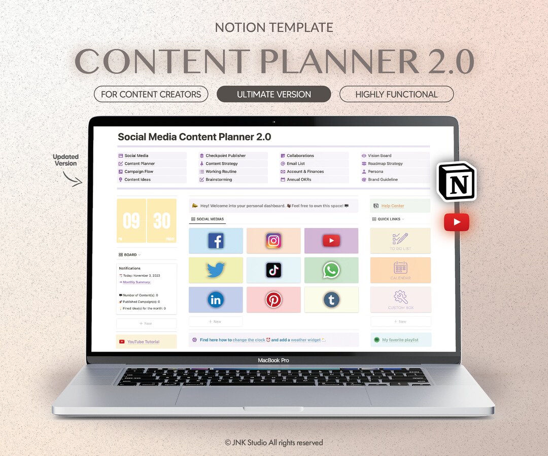 Notion Template Social Media Content Planner, Content Planner for ...