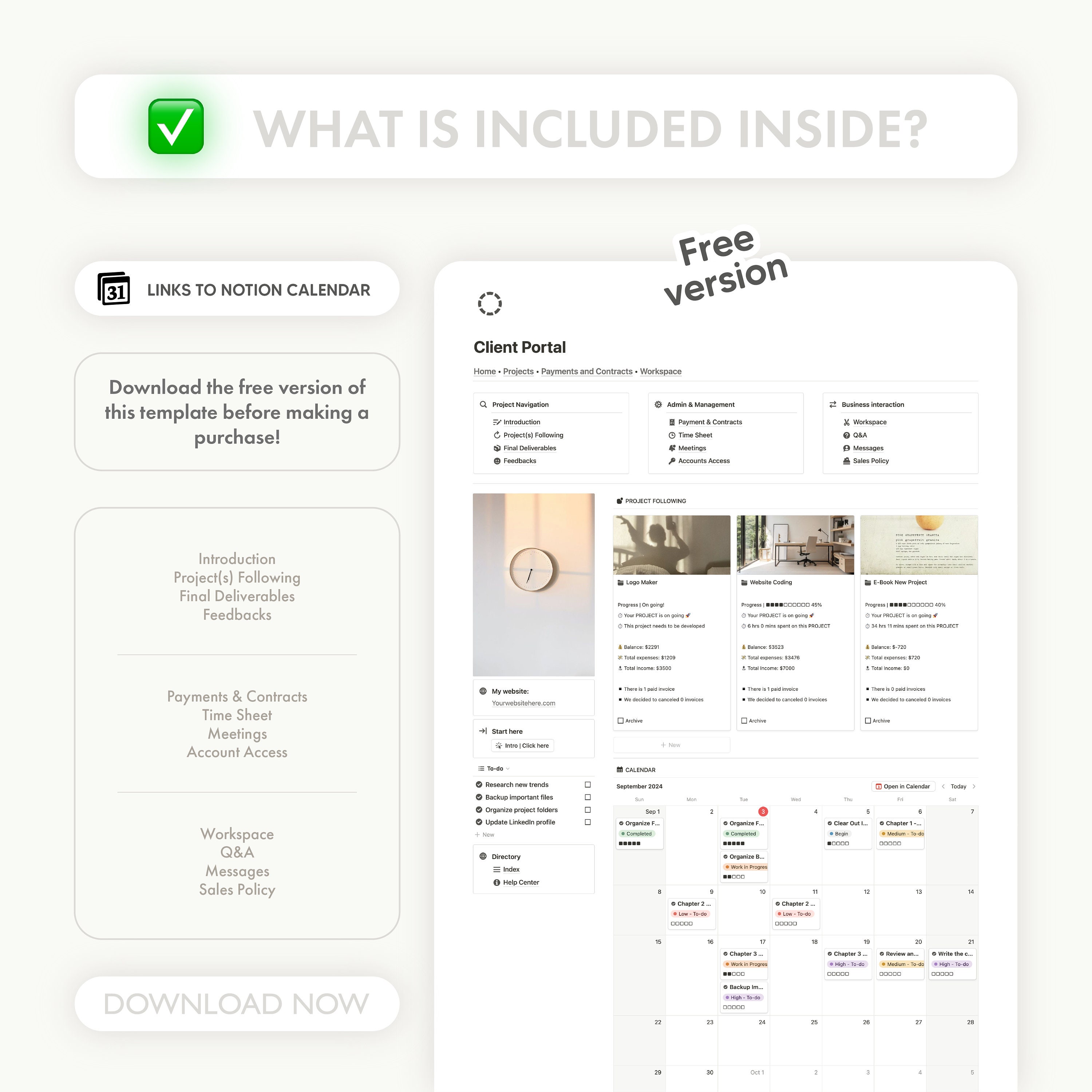 Client Portal Notion Template, Ultimate Notion Planner for Freelancers ...