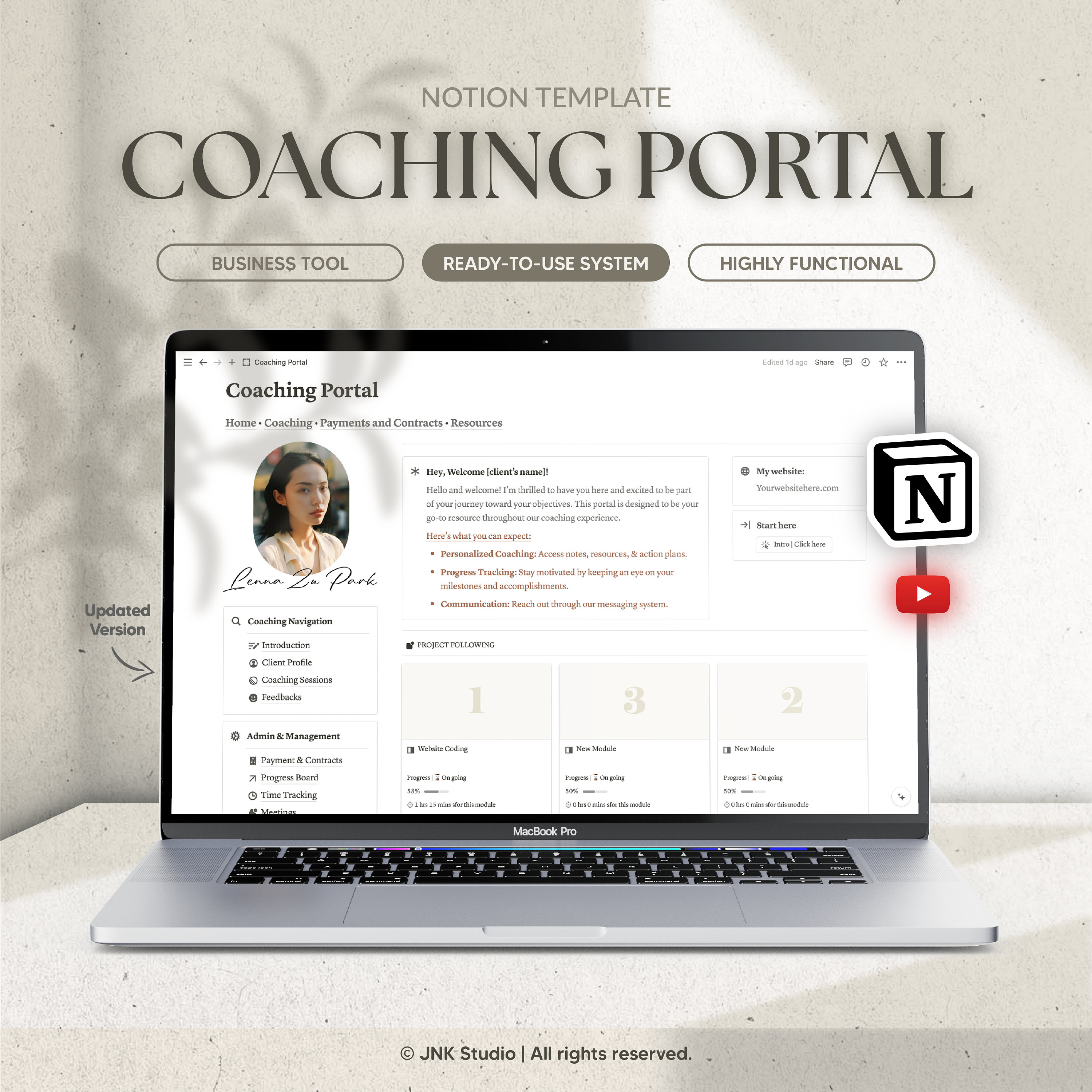 Coaching Portal Notion Template, Ultimate Notion Planner for Coaches ...