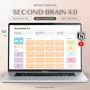 Second Brain for Notion, Never forget your ideas, Pin, Capture and organize everything, Atomic habits, Notion workflow, Notion template