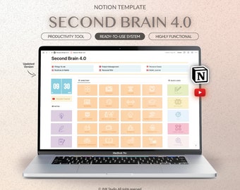 Second Brain for Notion, Never forget your ideas, Pin, Capture and organize everything, Atomic habits, Notion workflow, Notion template