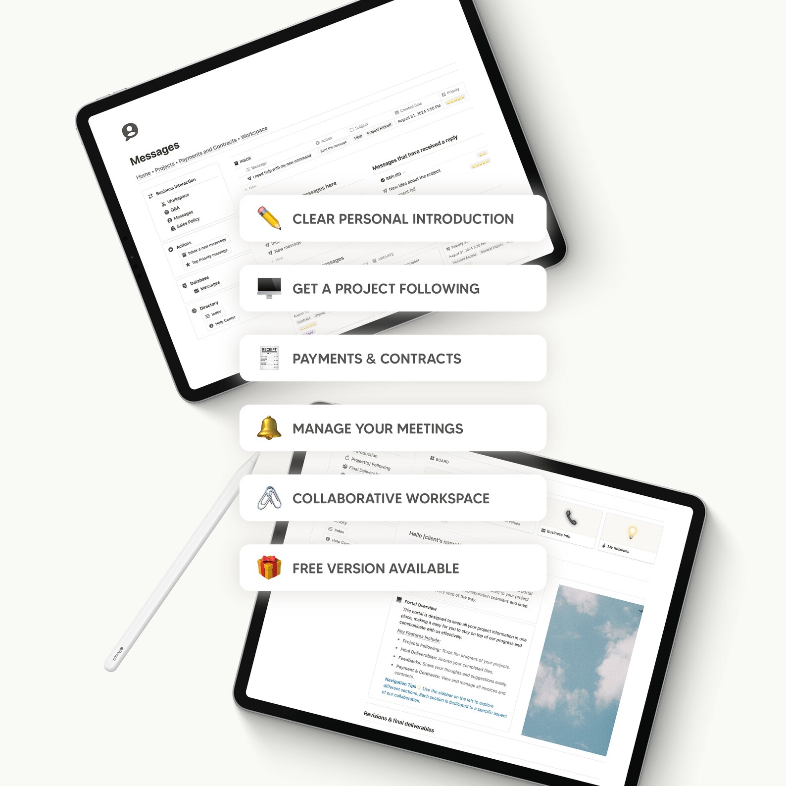 Client Portal Notion Template, Ultimate Notion Planner for Freelancers ...