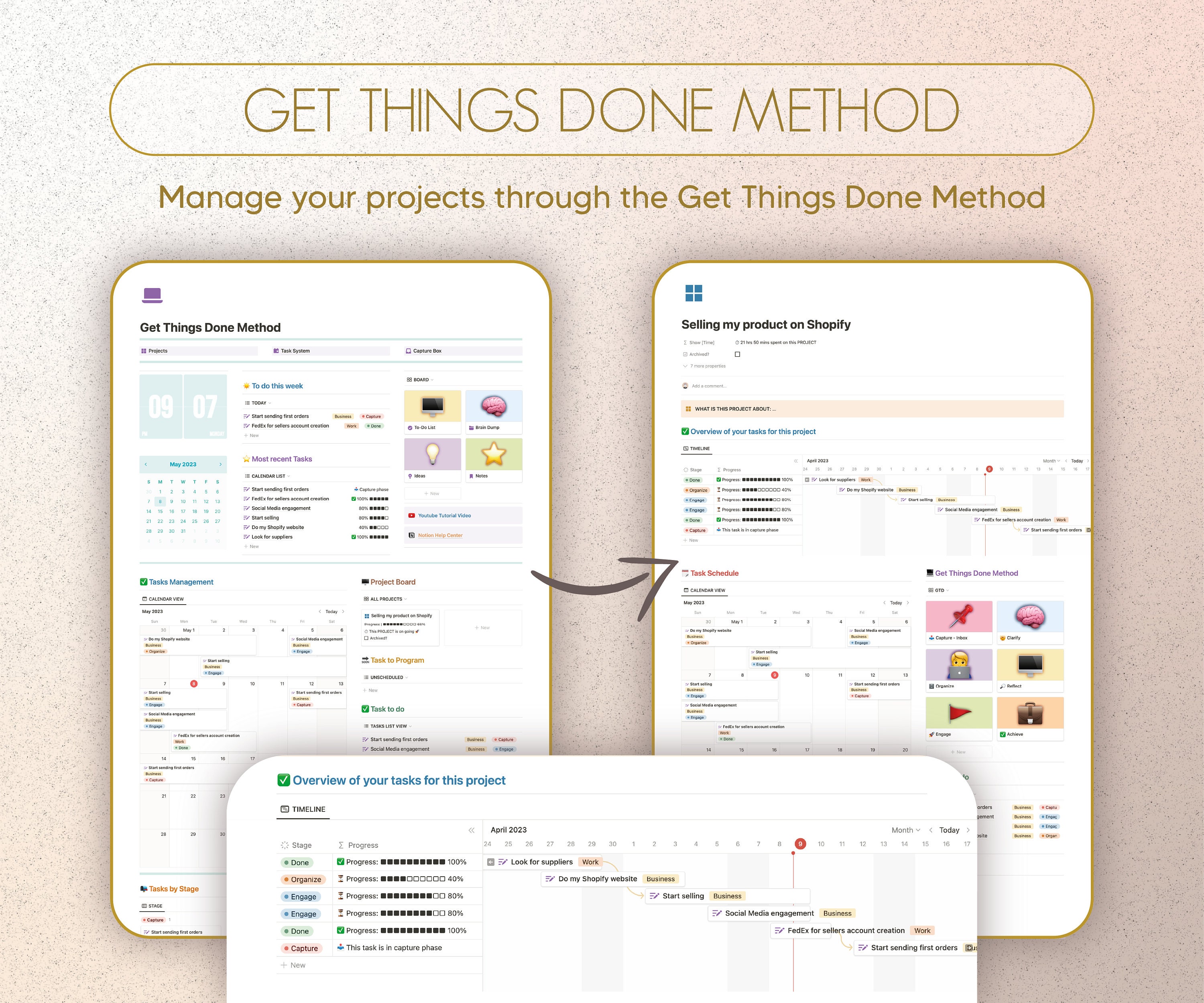 GTD, Get Things Done Notion Template, Notion Project Manager, Notion ...