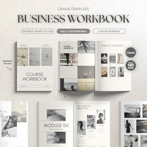Canva Business Workbook Template, Editable 120-Page Course Ebook, Fully Customizable Canva Planner, Modern and Professional Canva Design image 1