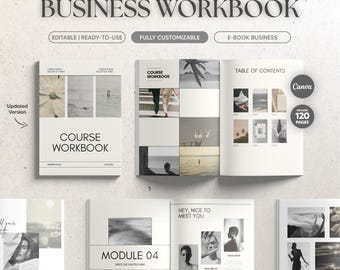 Canva Business Workbook Template, Editable 120-Page Course Ebook, Fully Customizable Canva Planner, Modern and Professional Canva Design