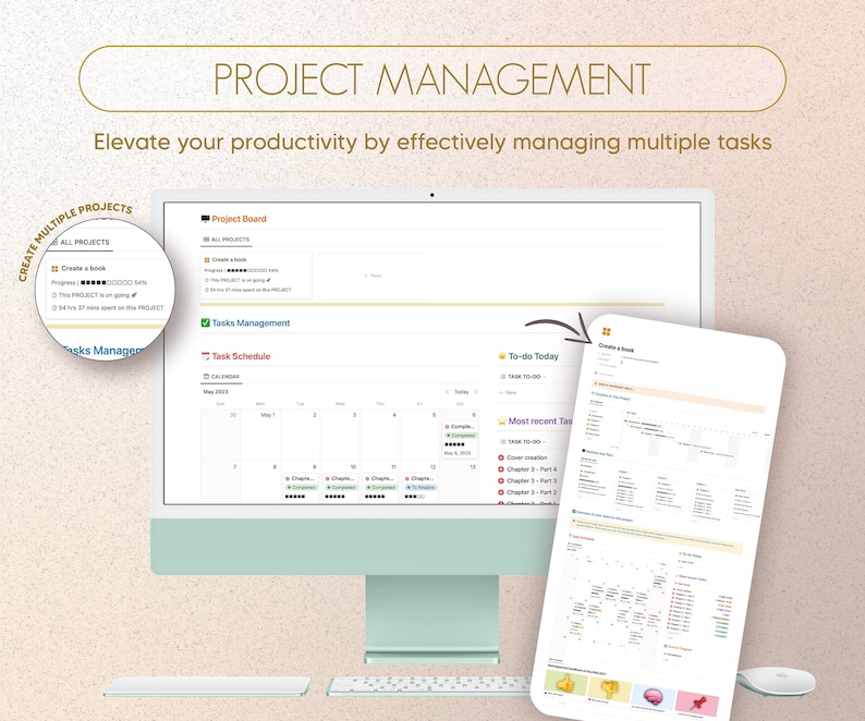 Puede incluir: Una pantalla de ordenador que muestra una interfaz de software de gesti&oacute;n de proyectos con un calendario, una lista de tareas y un tablero de proyectos. El software est&aacute; dise&ntilde;ado para ayudar a los usuarios a gestionar eficazmente varios proyectos y tareas.