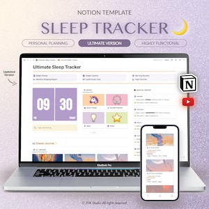 Ultimate Sleep Tracker Notion template for a better bedtime, Sleeping Tracker, Track and Analyze your dream, Dream journal, Lucid dream