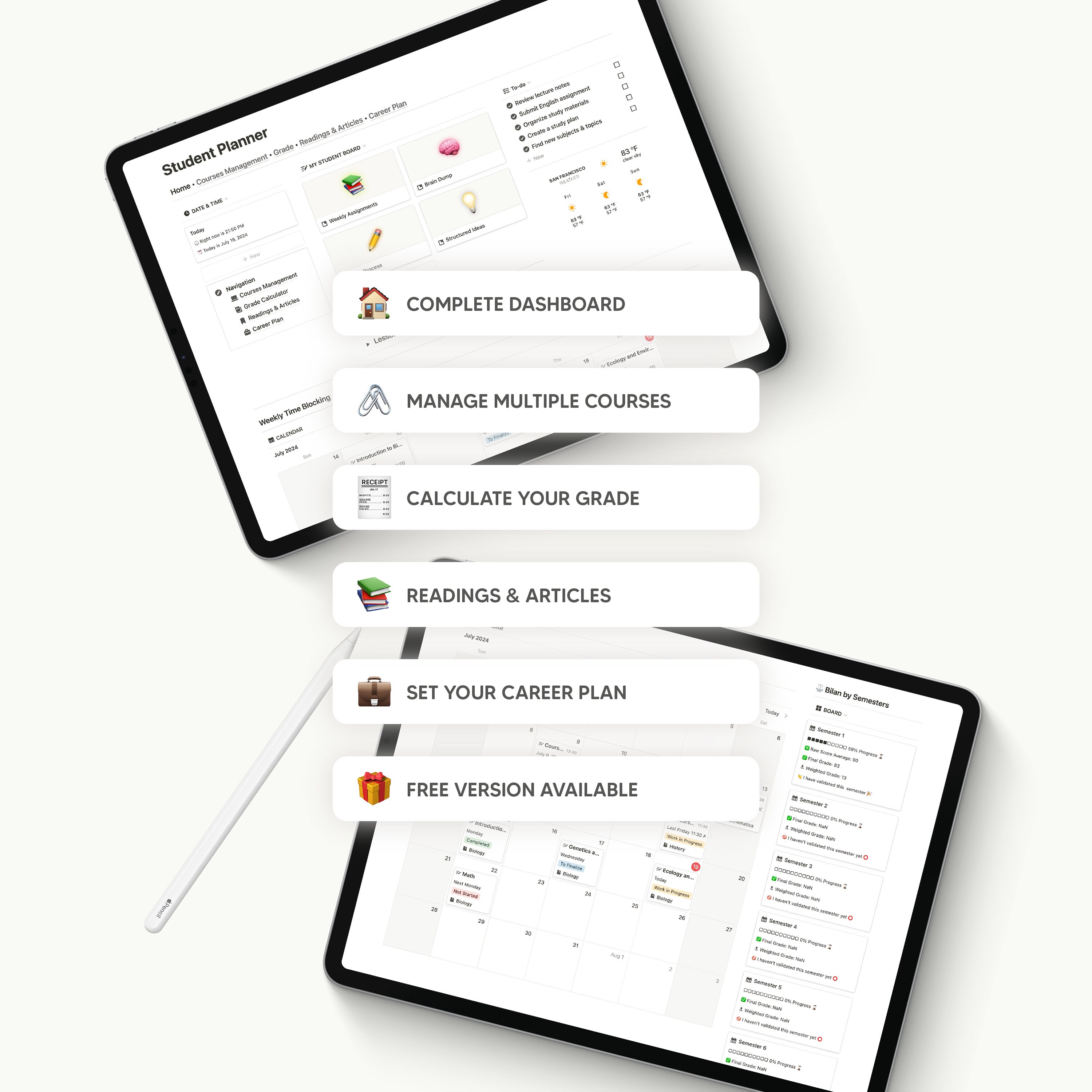 Student Planner Notion Template, Stay Organized With Notion as a ...