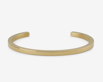 Gold-Tone Cuff Bracelet for Men (Personalized Engraving)