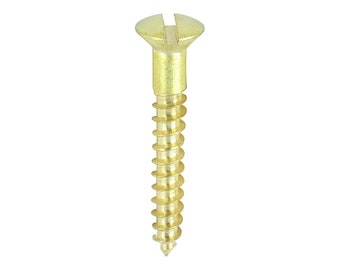 Solid Brass Woodscrew - Antique Rustic Style Screws - Countersunk Raised - 3.5mm x 25mm