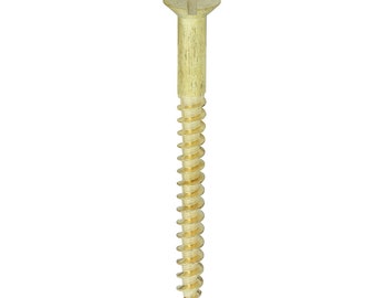 Solid Brass Woodscrew - Antique Rustic Style Screws - Countersunk Slotted