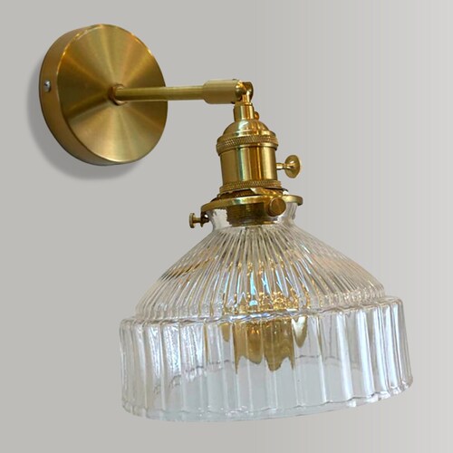 Brass Blue Glass Sconce Wall Lamp Plug in Modern Nordic Etsy