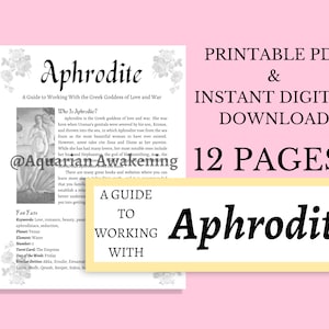 Aphrodite In-Depth Guide Grimoire Pages Printable PDF Instant Download Book of Shadows Deity Work Altar Witchcraft Baby Witch Goddess