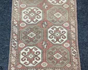 3x4, Oushak Rug, Vintage Rug, vervaagde rode Rug, Keuken Rug, Turkse Rug, Handgemaakt tapijt, Ingang tapijt, Rug Deurmat, Deurmat Rug, Decor Rug, 3x4