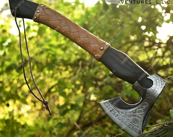 Hand Forged Viking Axe: Personalized Bearded Battle Tomahawk