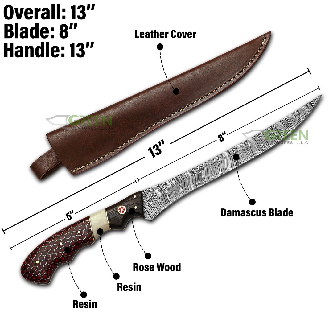 Artisan Crafted Damascus Steel Fillet Knife - 11