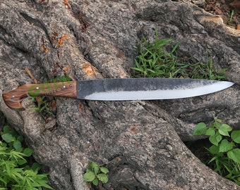 Cuchillo machete de caza hecho a mano Bowie Kukri, machete Ogun, cuchillo de caza de hoja fija, cuchillo de caza de acero al carbono, regalos para él