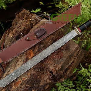 Sword, Damascus Sword, Tanto Sword, witcher sword, hand forged sword, longsword 27”, Viking sword, Hunting Pirate sword Best Gift for him
