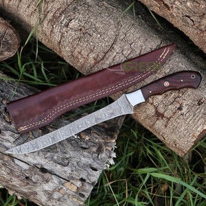 Damascus steel Fillet Fishing Knife, Handmade Damascus Fillet knife, kitchen knife , bbq Knife , steak knife , chef knife , gifts for him