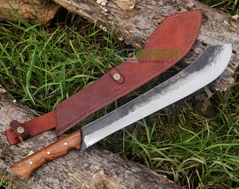 Machete, machete de caza, cuchillo machete kukri bowie en acero 1085, machete ogun, machete de calderon, cuchillo de hoja fija, regalo para padrinos de boda