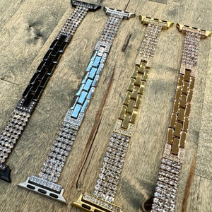 Full Bling Diamond Apple Watch Slim Band Strap Alloy Metal Bracelet Womens Mens Charms 3D 38 40 41 42 44 45 46 49mm Series 4 5 6 7 8 9 10 SE