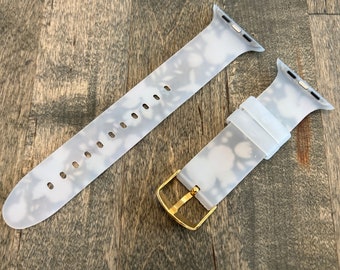 Floral Print Silicone Apple Watch Band: Women's Charm Wristband