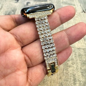 Gold Bling Diamond Apple Watch Slim Band Strap Alloy Metal Bracelet Womens Charms 38 40 41 42 44 45 46 49mm Series 1 2 3 4 5 6 7 8 9 10 SE