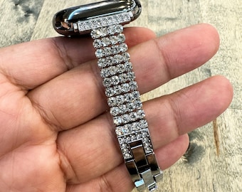 Correa de cristal para Apple Watch: correa plateada con joyas brillantes