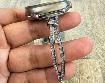Correa de cristal plateado para Apple Watch: elegante pulsera de joyería