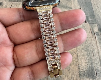 Correa de oro cristalino para Apple Watch: elegante pulsera de joyería