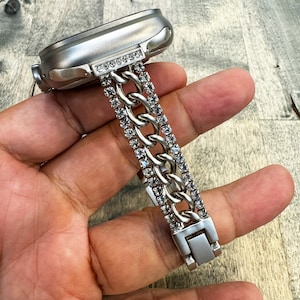 Starlight Diamond Chains Apple Watch Slim Band Alloy Metal Bracelet Womens Mens Charms 3D 38 40 41 42 44 45 46 49mm Series 4 5 6 7 8 9 10 SE