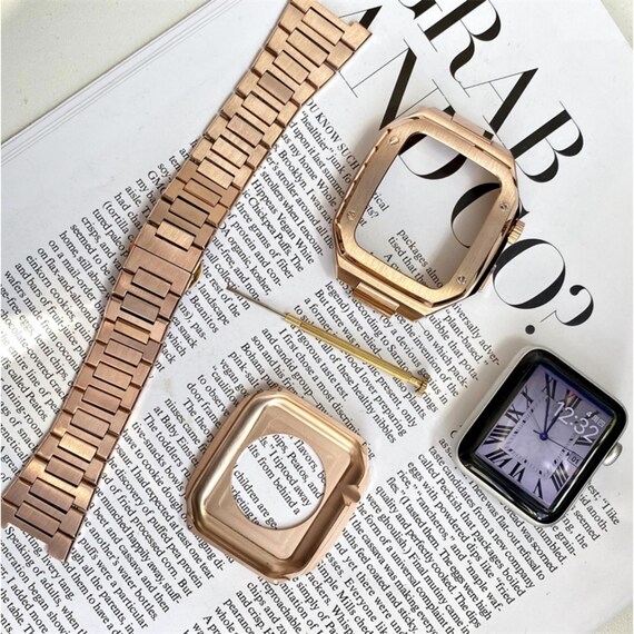 Rose Gold Color Stainless Steel Case Cover Band for Apple Watch