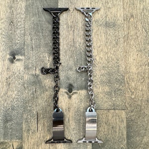 Apple Watch chaîne noire argentée Bracelet ultra mince 1 2 en métal inoxydable avec breloques pour femme 38 40 41 42 44 45 46 49 mm Série 4 5 6 7 8 9 SE