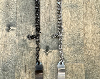 Silver Black Chain Apple Watch Band: Stainless Steel Charm Bracelet