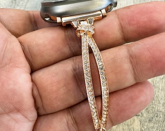 Correa de cristal para Apple Watch en oro rosa: elegante correa de joyería