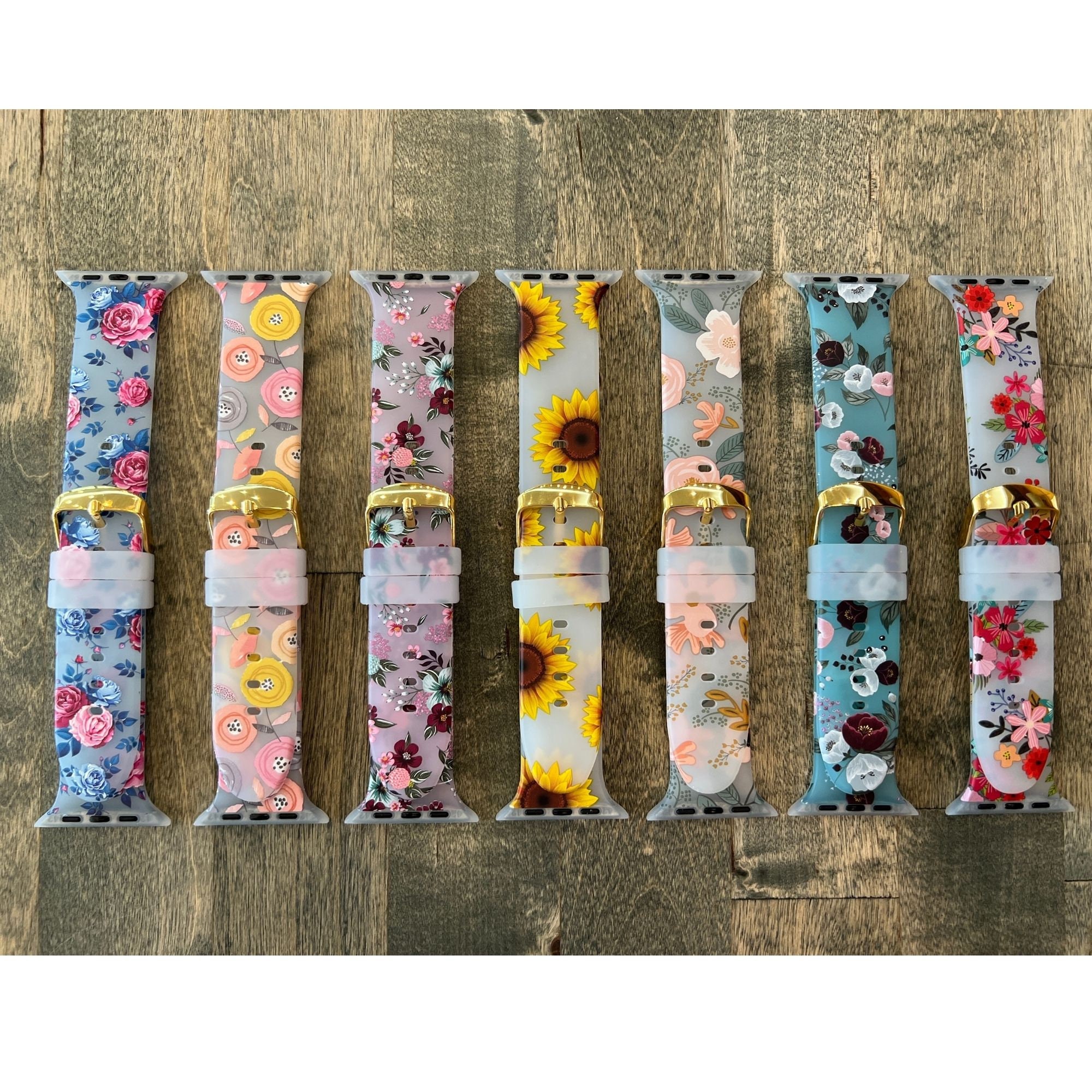 Floral Print Silicone Apple Watch Band Women