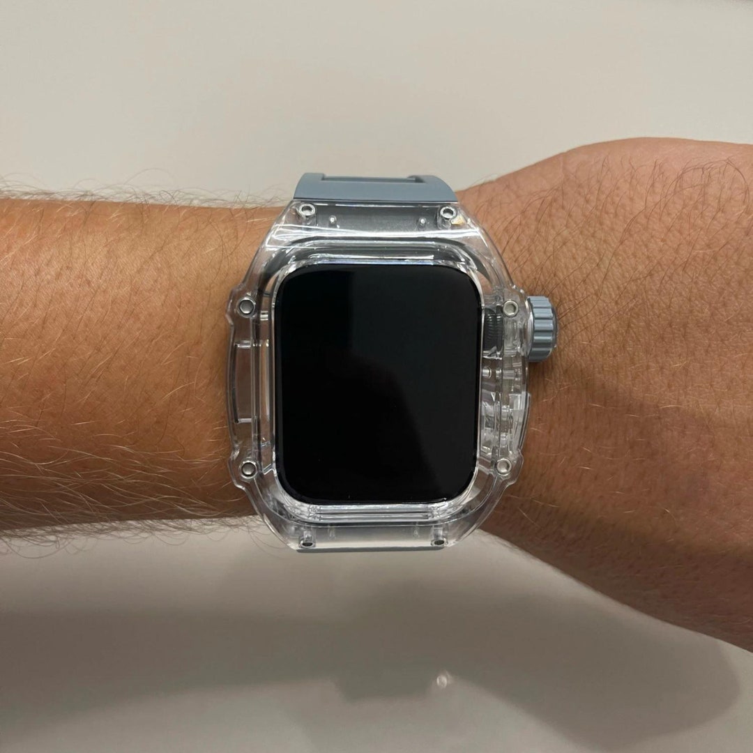 Luxury Transparent Apple Watch Case Band Cover Full Protection 45mm 44mm Silicone Strap Case