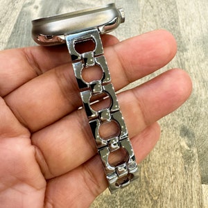 Apple Watch motif carré argenté Bracelet mince en alliage de métal pour femme, breloques pour homme 3D 38 40 41 42 44 45 46 49 mm Série 1 2 3 4 5 6 7 8 9 10