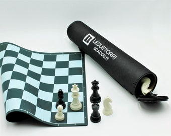Completo scacchi + scacchiera da torneo con borsa (scacchiera verde)