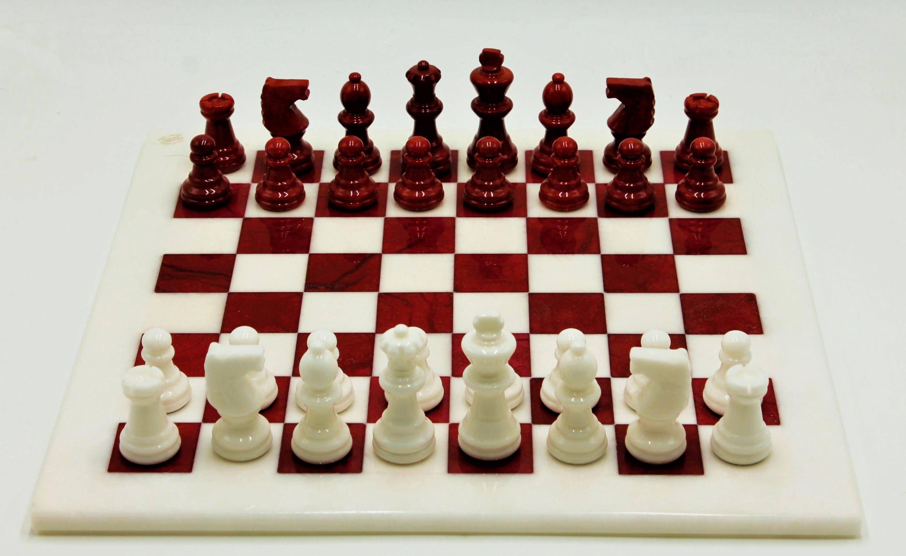 Alabaster Chess Set - Red & White - Etsy