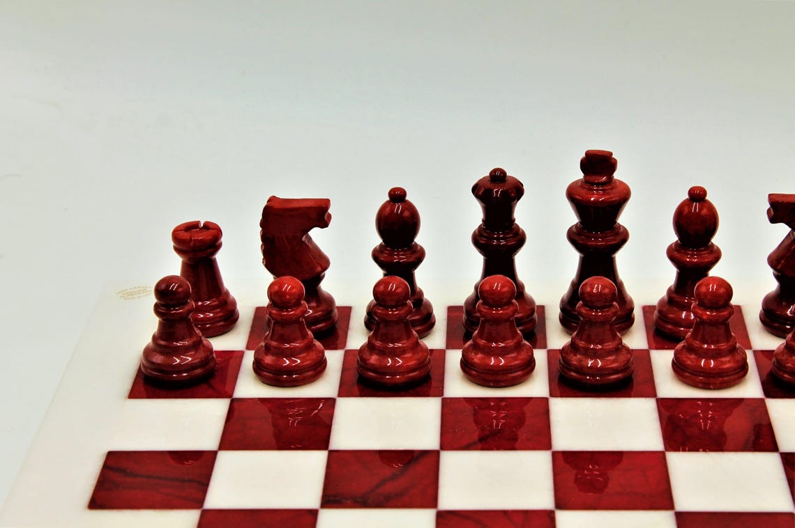 Alabaster Chess Set - Red & White - Etsy