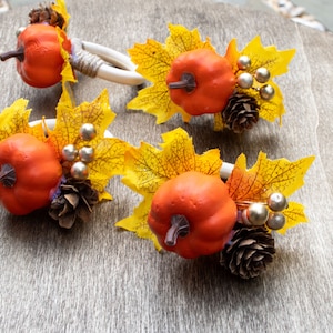 Set of 4 Hand made rustic napkin rings for fall table decor ,thanksgiving dinner party decor