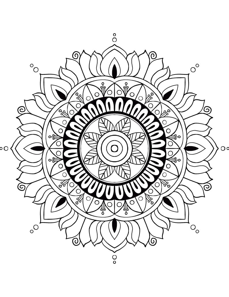 Mandala Printable Coloring Sheet Coloring Pages Kids - Etsy