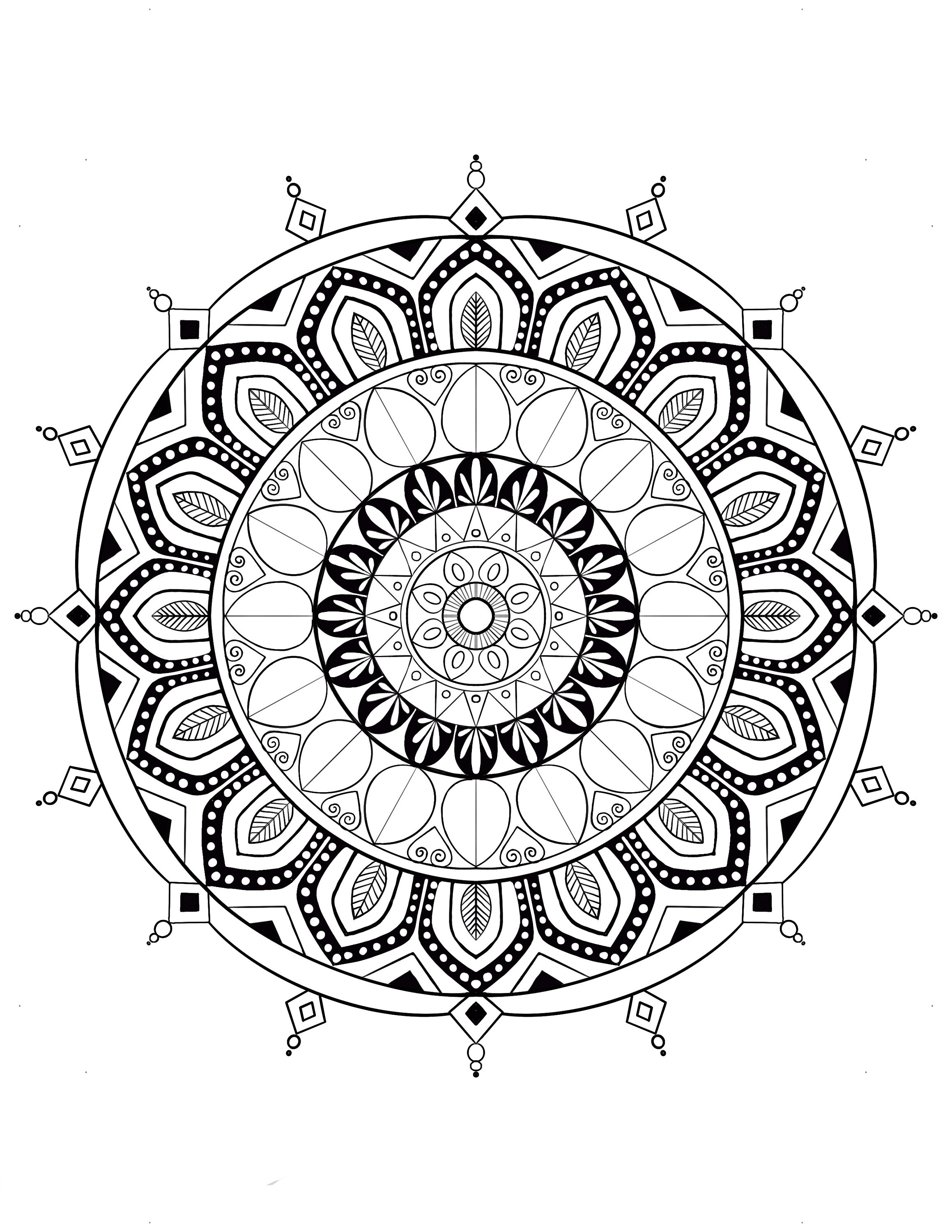 Mandala Printable coloring sheet, coloring pages, kids coloring pages, kids summer activity, pattern art, adult coloring pages, folk art