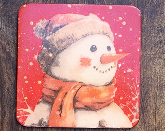 Set of 4 snowman coasters